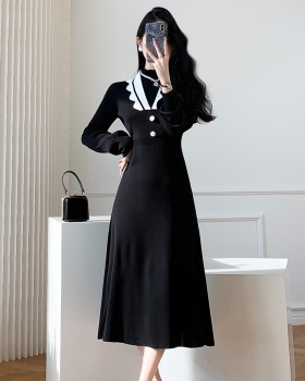Pinched waist long dress black dress for women