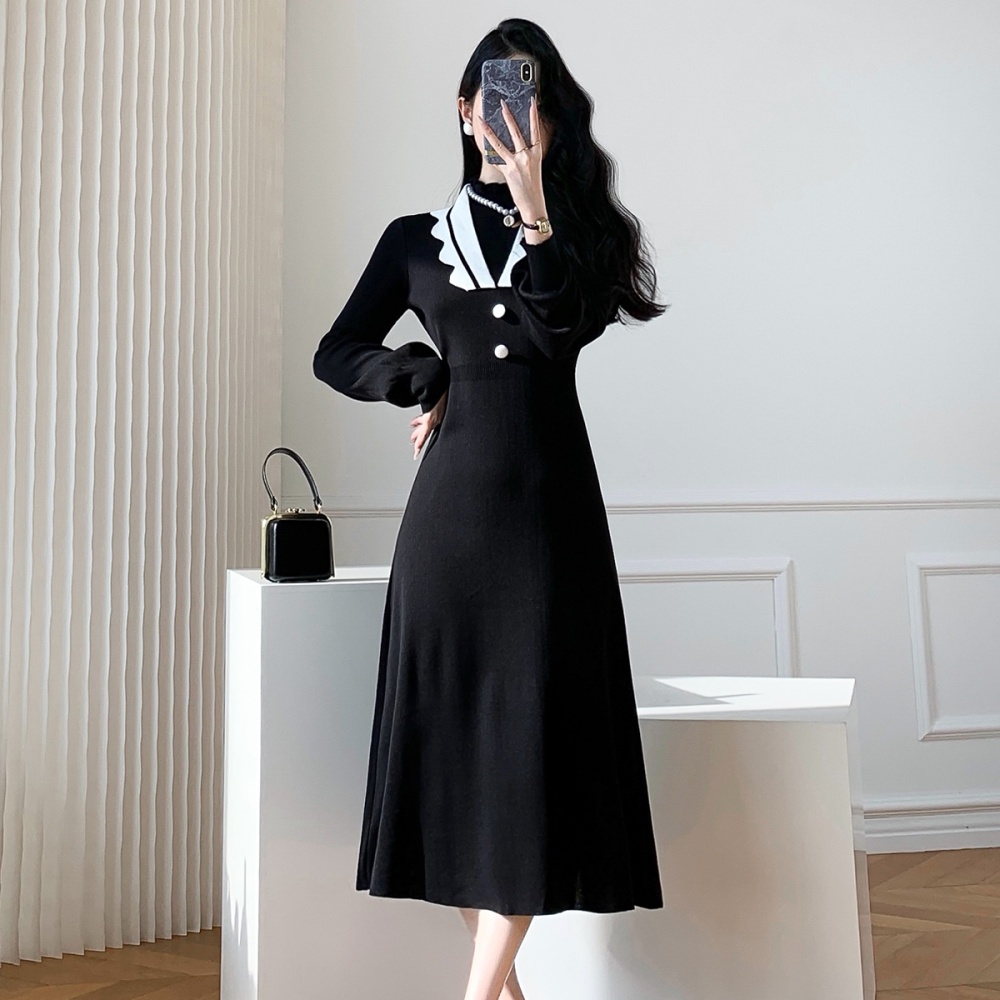 Pinched waist long dress black dress for women