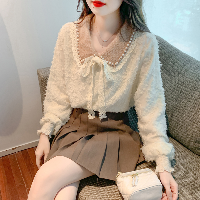 Bow small shirt autumn and winter bottoming shirt for women
