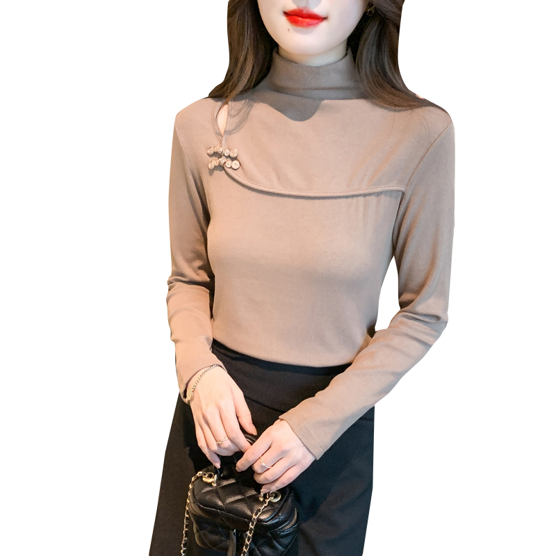 Knitted sueding tops autumn and winter thin T-shirt