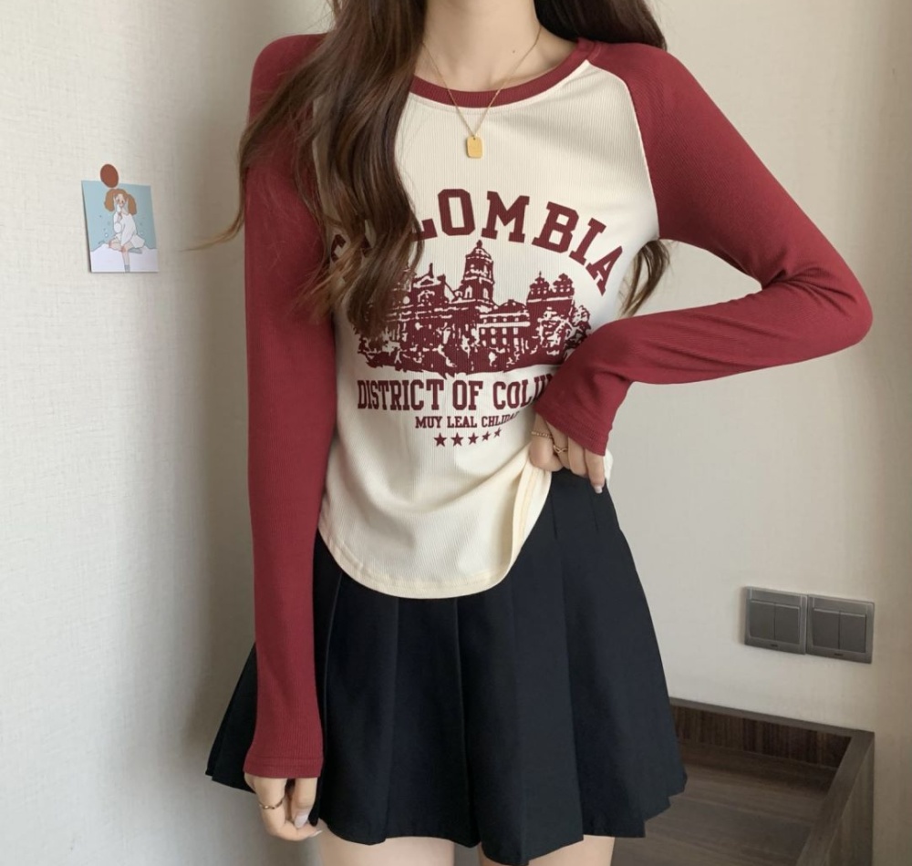 Printing bottoming shirt tops for women
