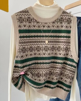 Retro knitted waistcoat wool niche tops for women