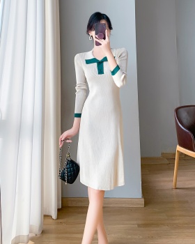 Temperament white long dress slim autumn dress for women