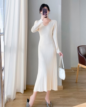Knitted temperament large yard dress for women