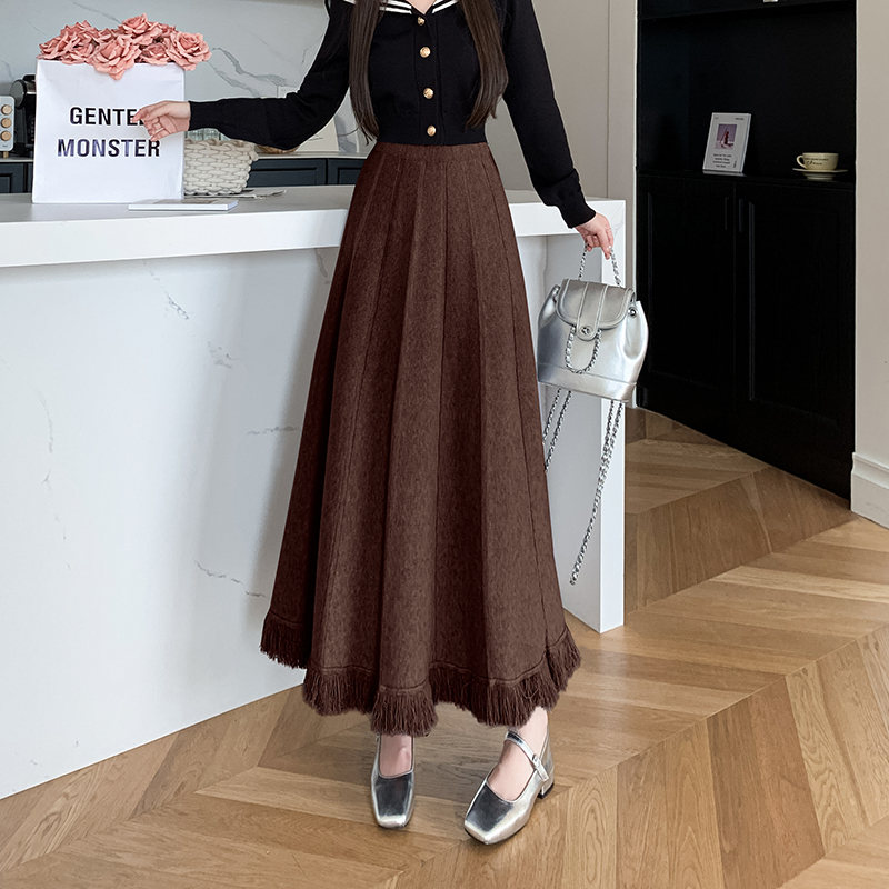High waist big skirt skirt knitted long dress for women