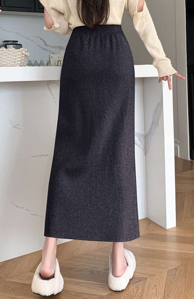 Korean style thick skirt knitted long skirt for women