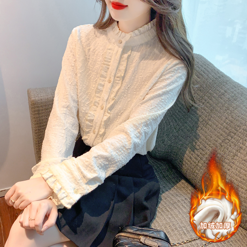Western style lace bottoming shirt thick shirt