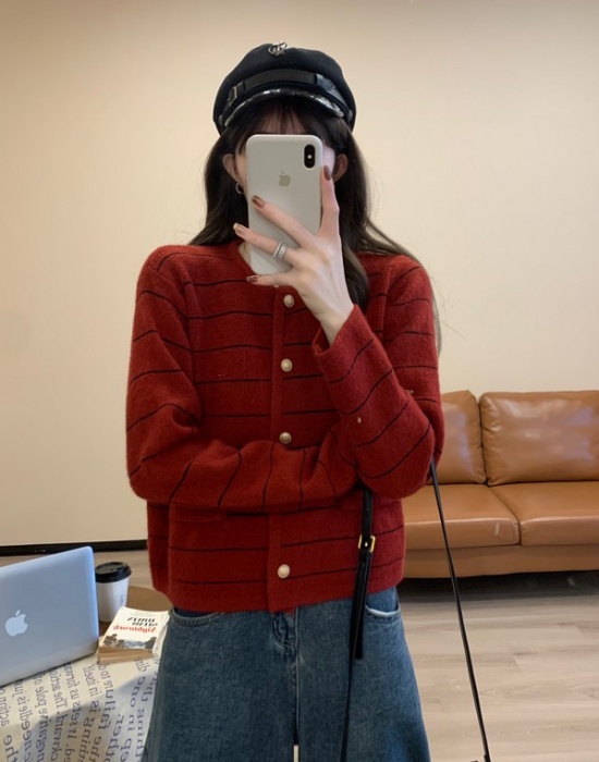 Loose chanelstyle sweater single-breasted coat
