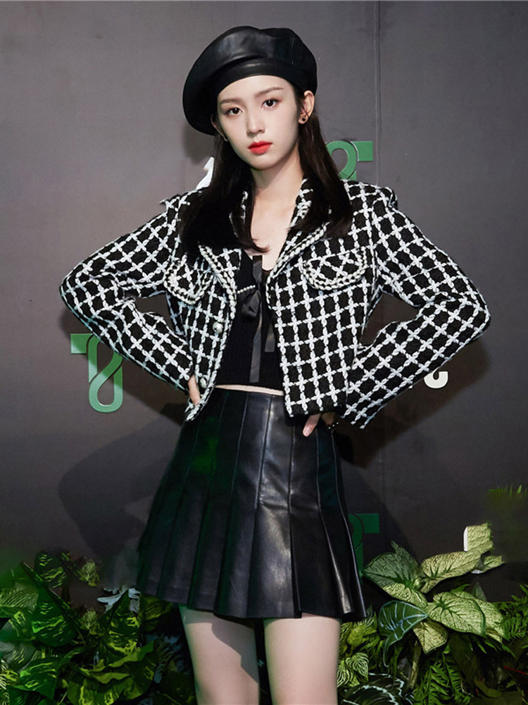 Plaid autumn and winter coarse flower jacket for women