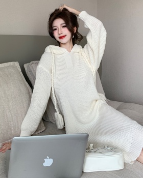 Exceed knee long dress lazy sweater dress for women