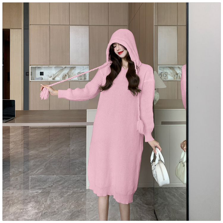 Exceed knee long dress lazy sweater dress for women