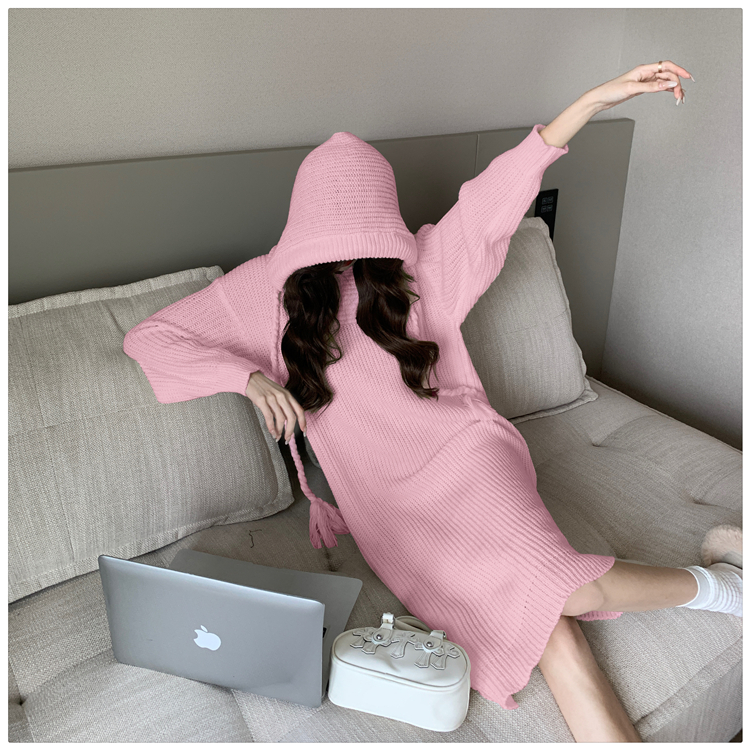 Exceed knee long dress lazy sweater dress for women