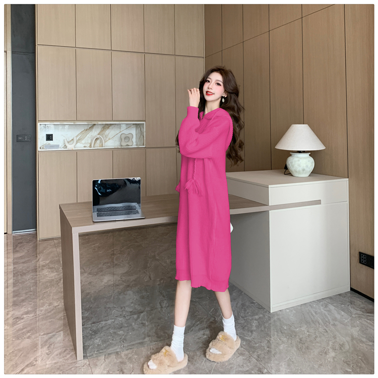 Exceed knee long dress lazy sweater dress for women