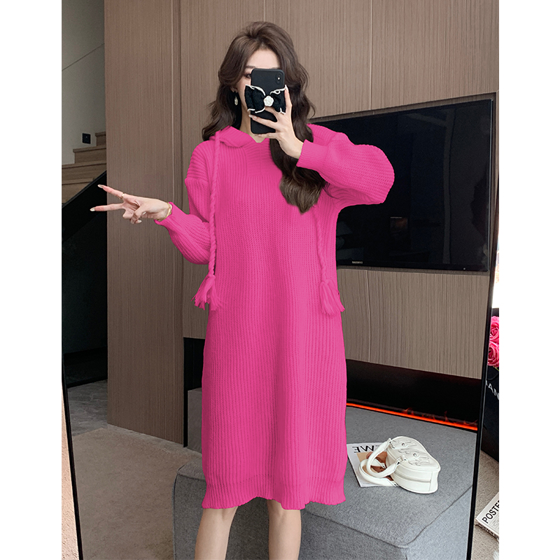 Exceed knee long dress lazy sweater dress for women