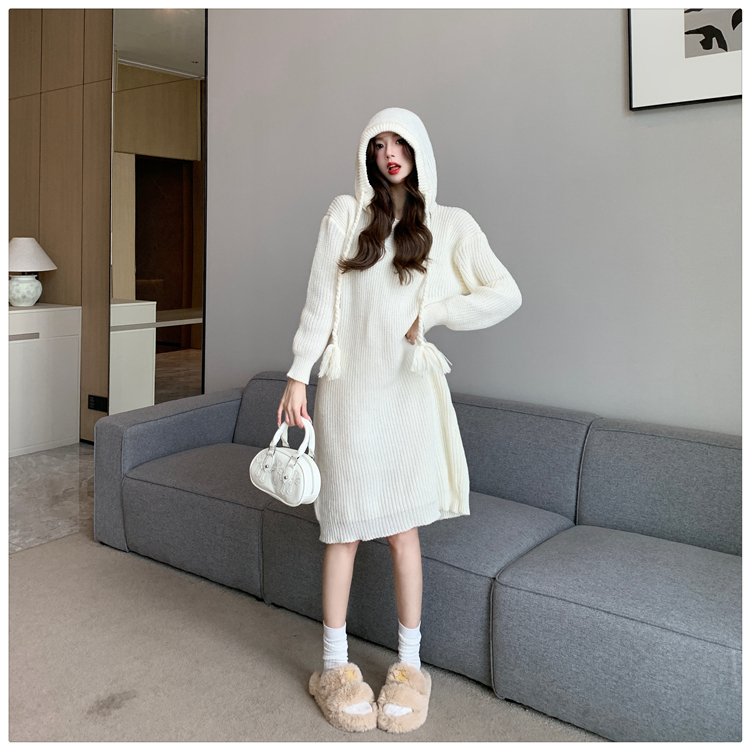 Exceed knee long dress lazy sweater dress for women