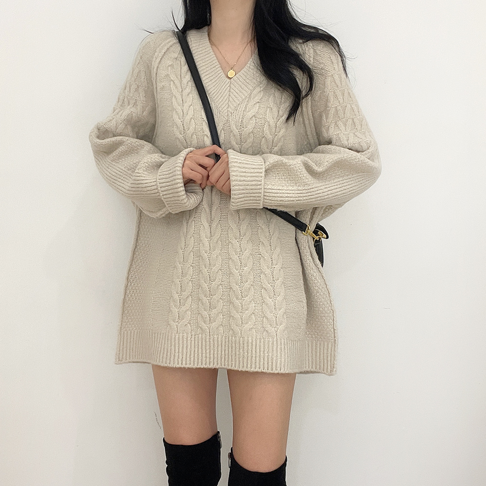 Lazy all-match dress long autumn and winter sweater
