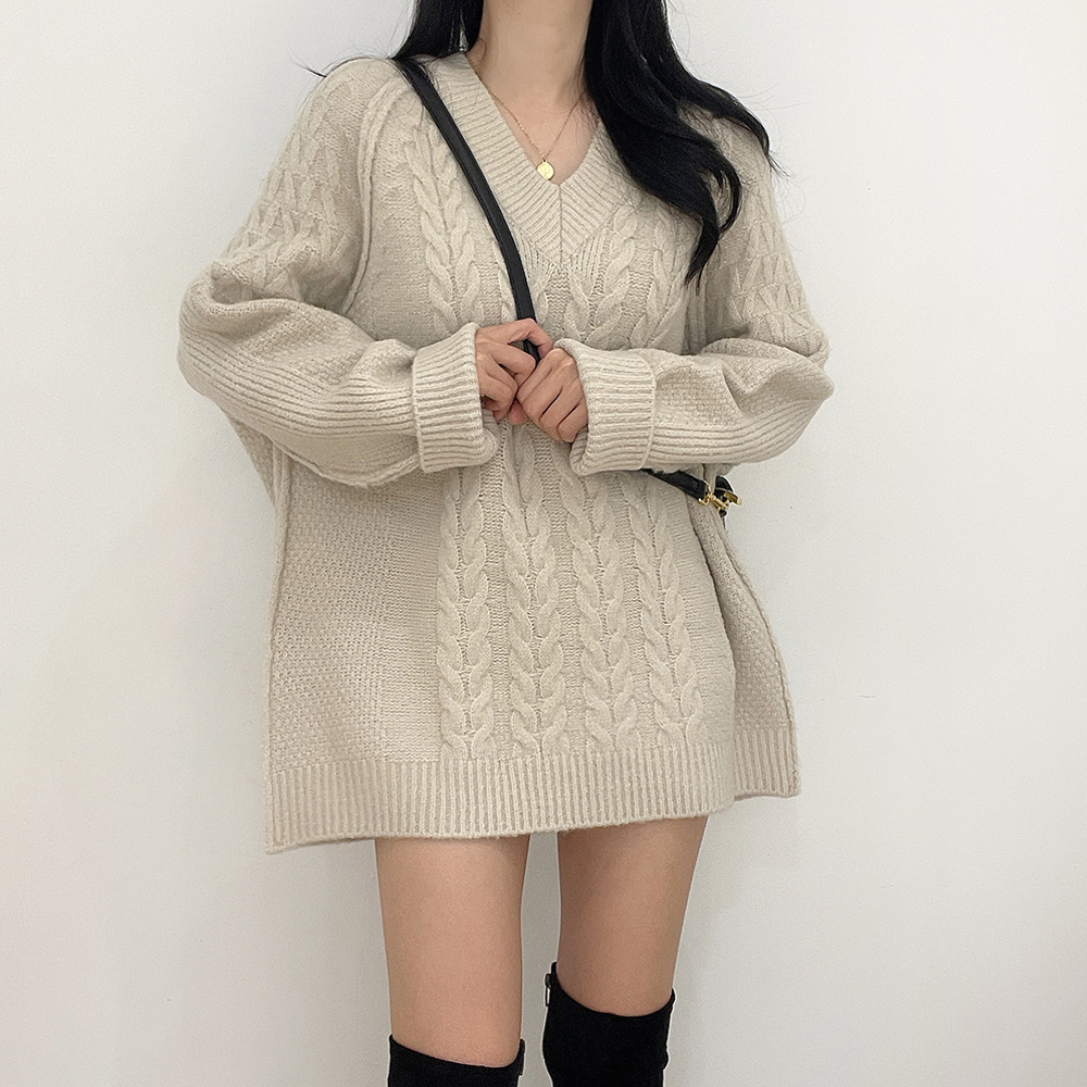 Lazy all-match dress long autumn and winter sweater