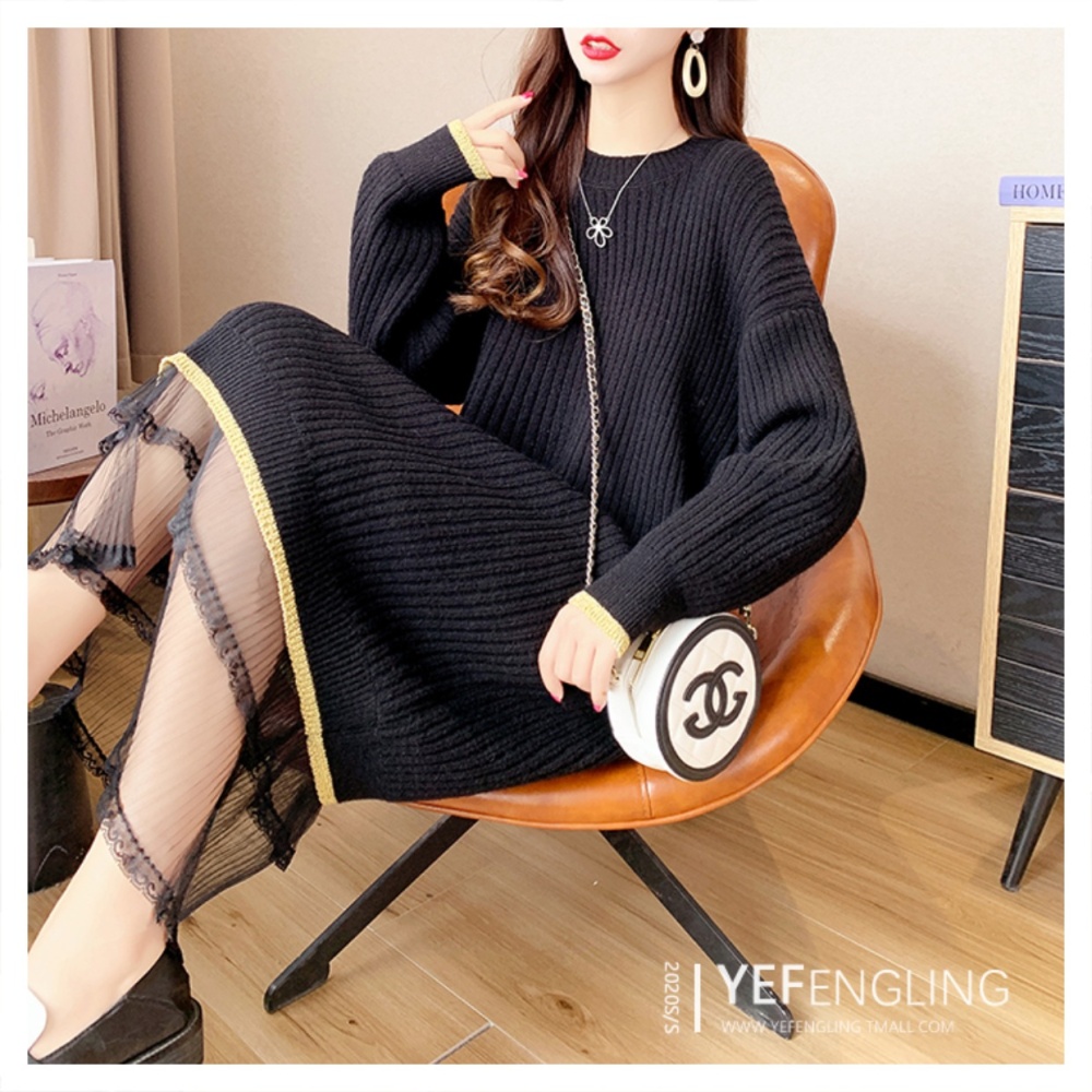 Loose long sweater pullover dress for women