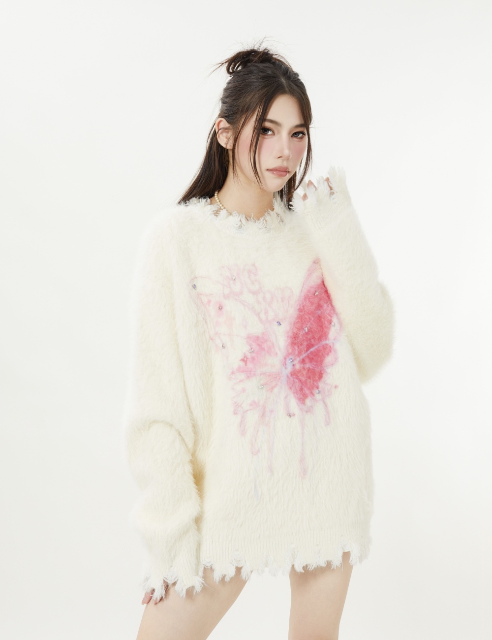 Butterfly lazy autumn and winter tattered sweater