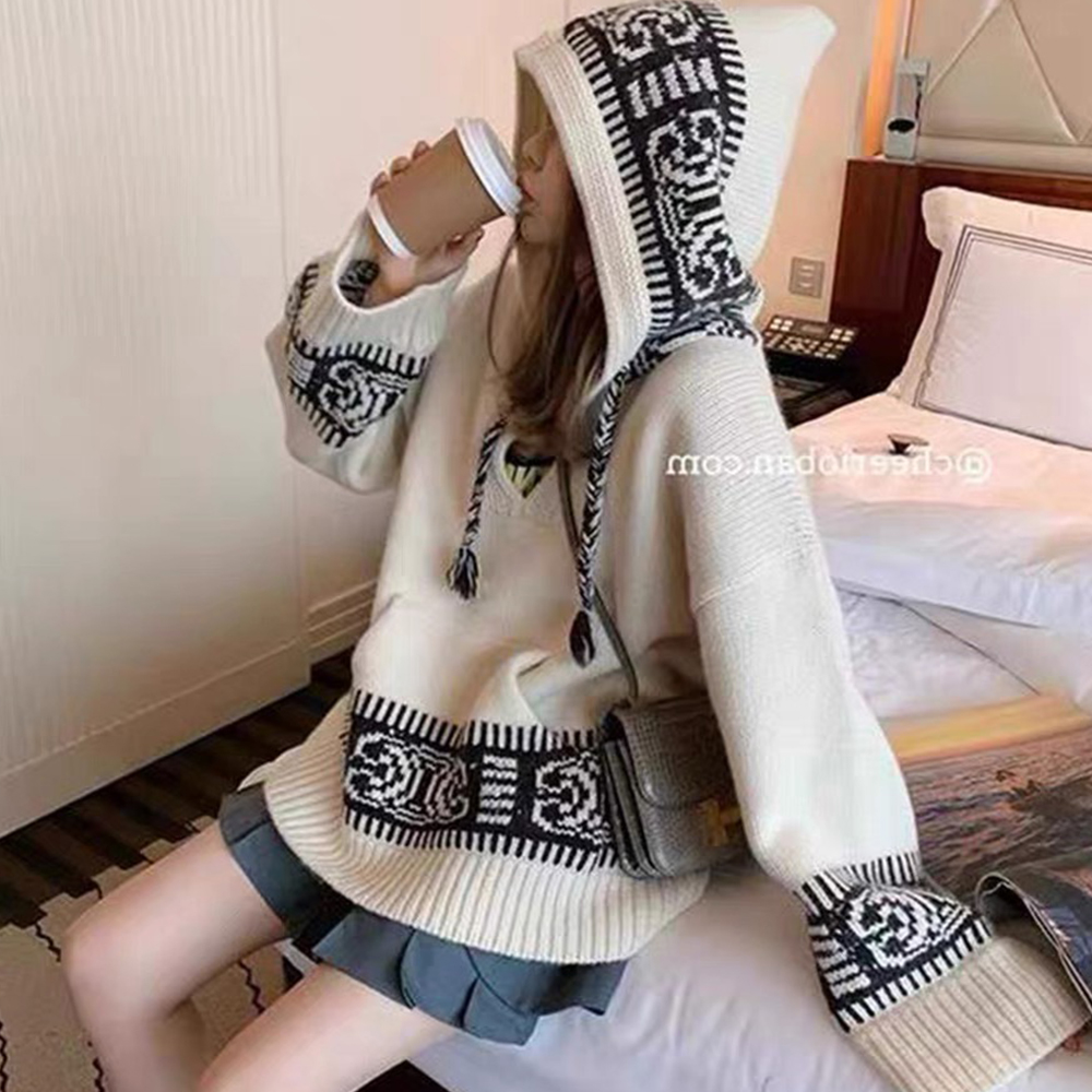 Autumn and winter lazy long loose hooded sweater