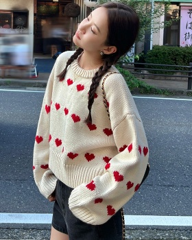 Lovely fluffy retro autumn and winter lazy round neck sweater