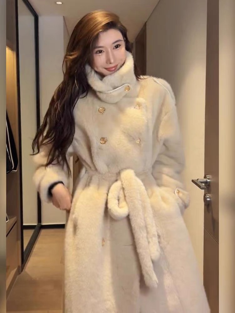 Mink velvet elmo overcoat autumn and winter coat