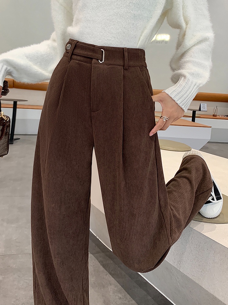 Black high waist pants drape wide leg pants for women