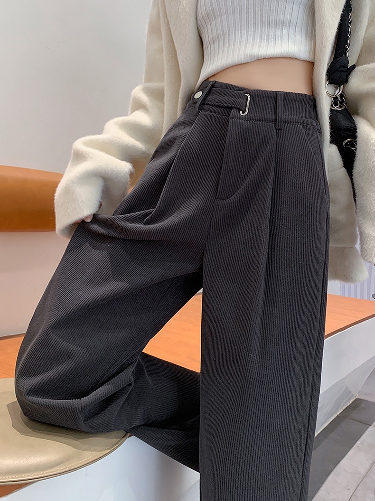 Black high waist pants drape wide leg pants for women