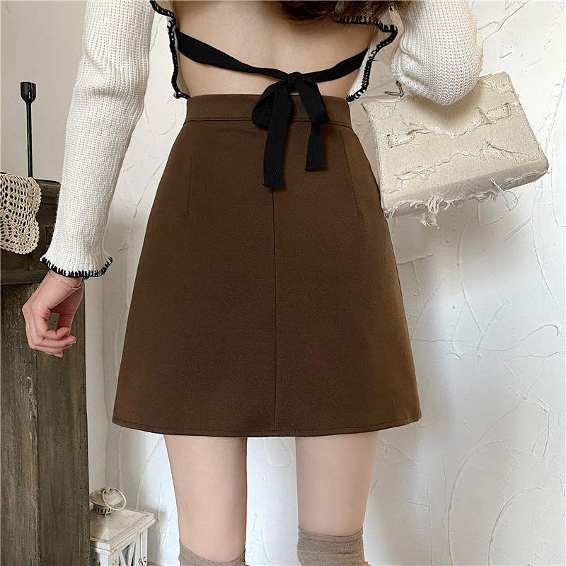 Woolen autumn and winter high waist skirt