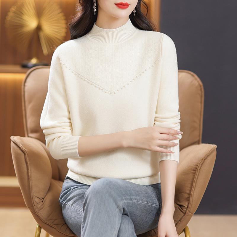 Beading bottoming shirt autumn and winter sweater for women