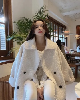 Temperament lapel overcoat simple double-breasted coat