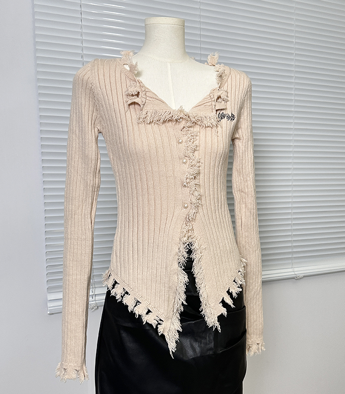 Long sleeve unique spicegirl pinched waist slim sweater