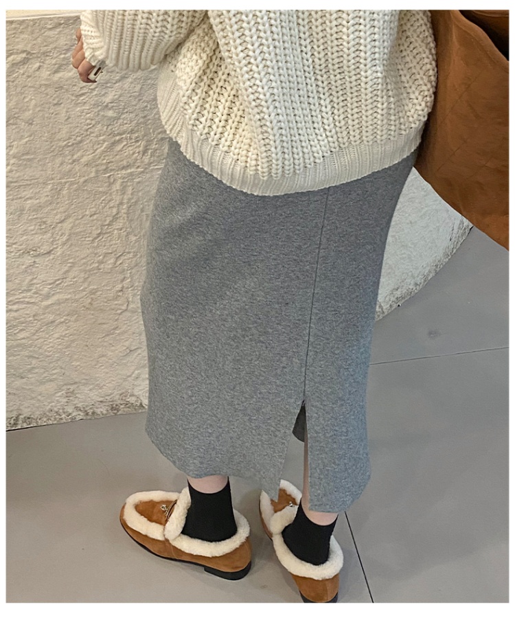 Knitted long package hip after the split skirt for women