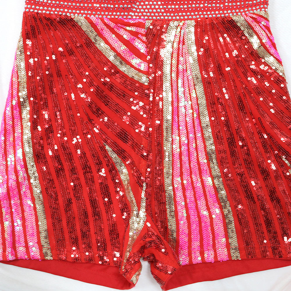 Fashion sling shorts sequins sexy jumpsuit for women