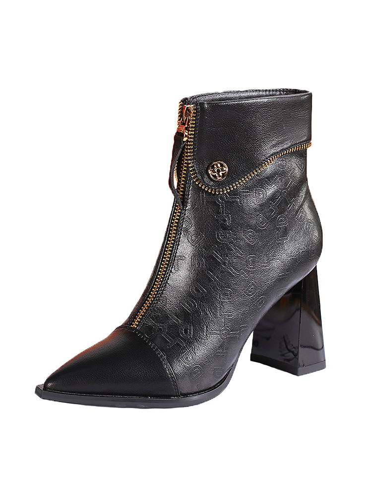 Plus velvet high-heeled shoes winter short boots for women