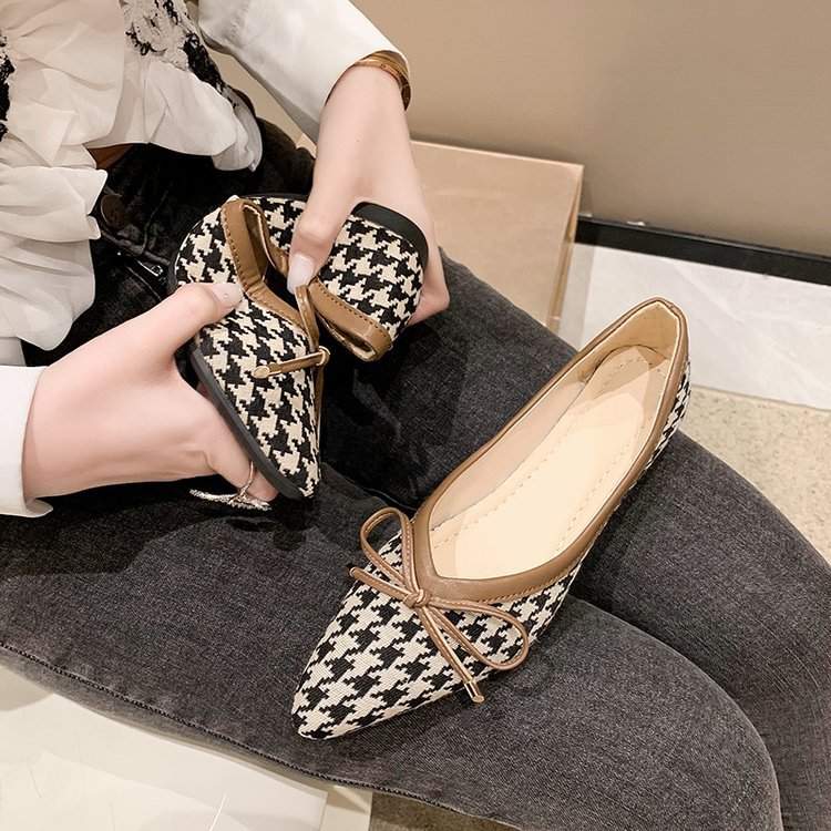 Bow flattie pointed shoes for women