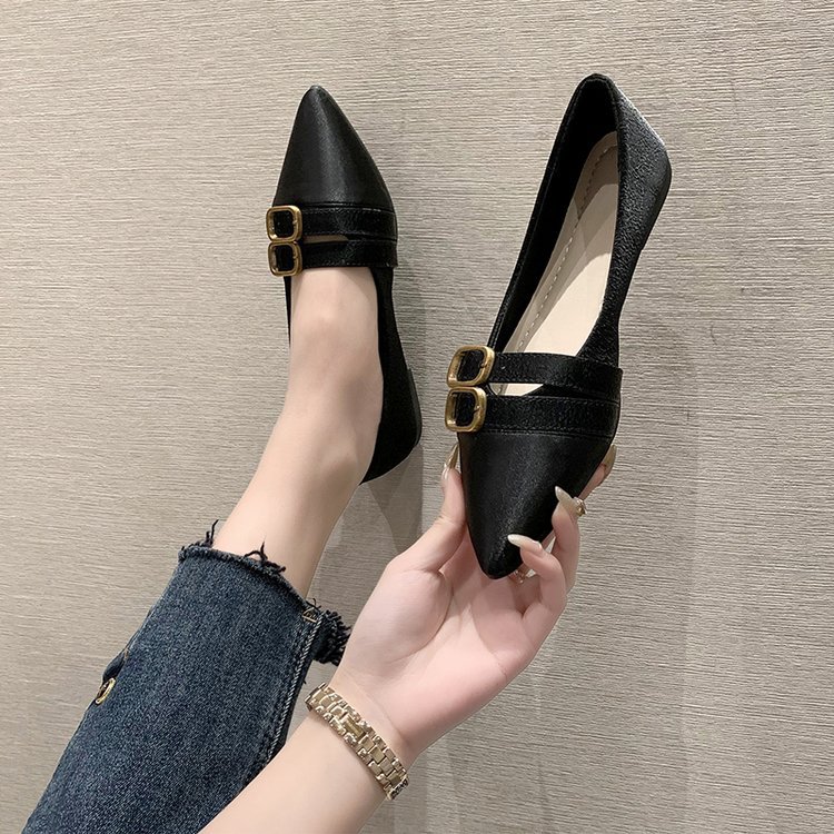 Spring and autumn pointed peas shoes Korean style low flattie