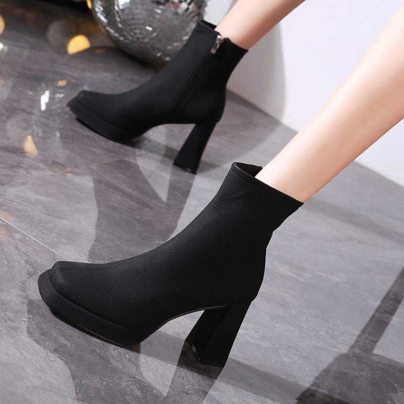 Low cylinder high-heeled shoes martin boots for women