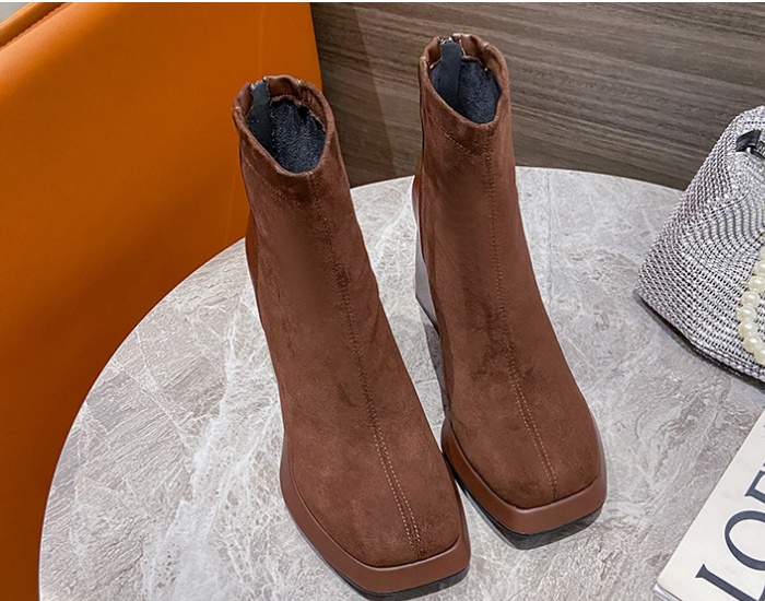 Broadcloth short boots thick high-heeled shoes for women
