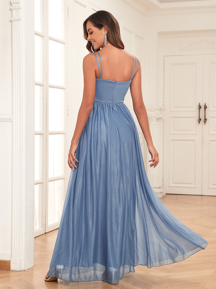 Back zipper sleeveless long dress lined evening dress