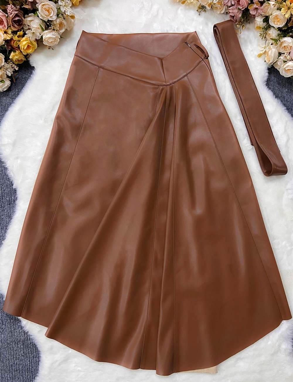 PU autumn and winter big skirt irregular skirt