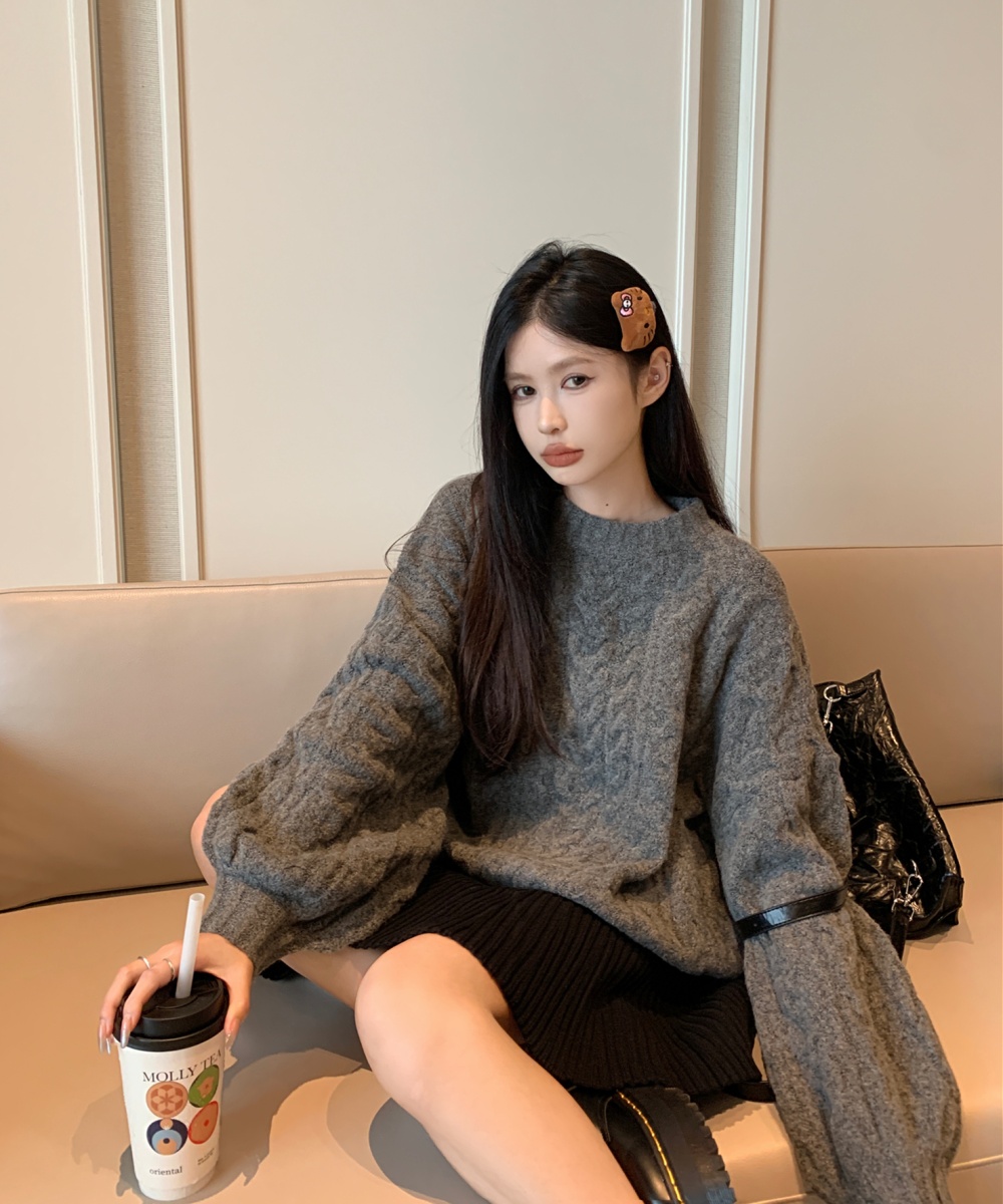 Loose tops knitted sweater a set for women