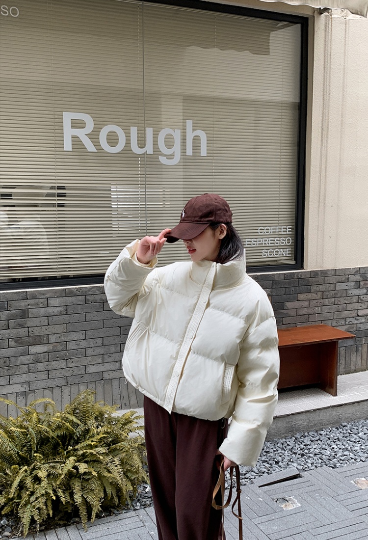Down loose cotton coat PU thick coat for women