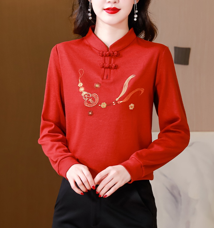 Winter bottoming shirt embroidery T-shirt for women