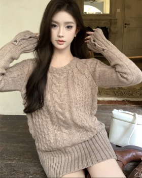 Autumn weave twist tops lazy loose knitted sweater