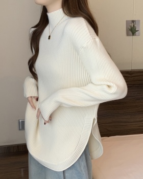 All-match high collar large yard loose sweater for women