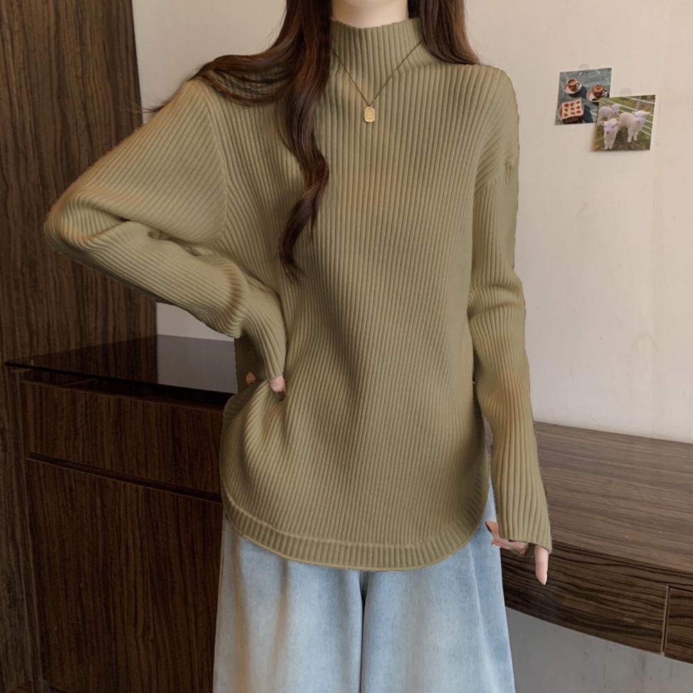 All-match high collar large yard loose sweater for women