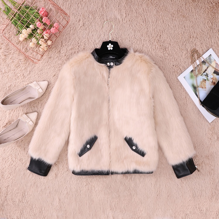 Thick jacket stitching leather coat for women