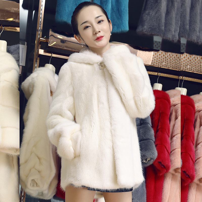 Slim mink velvet white overcoat winter luxurious coat