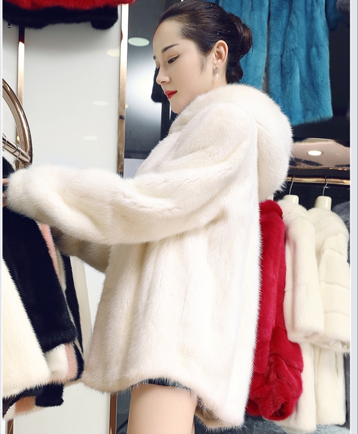 Slim mink velvet white overcoat winter luxurious coat